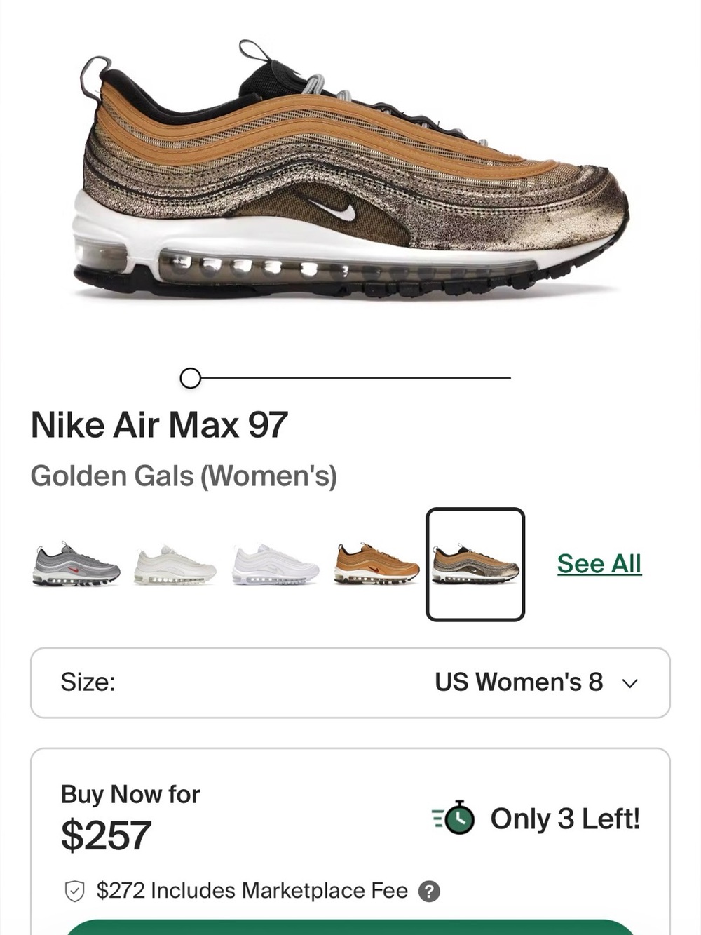 Nike Air Max 97 Black and Gold Metallic Wave Sneaker